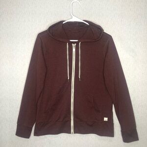 Vuori Halo Performance Hoodie 2.0 Women’s S Full Zip Pockets Fig Heather Maroon